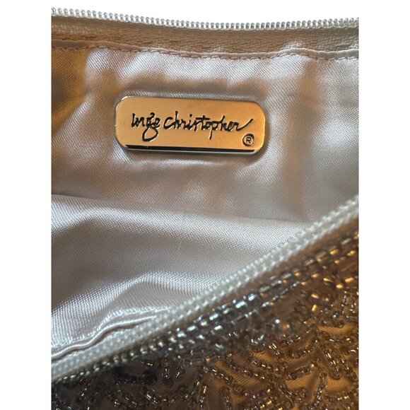 Inge Christopher Silver Beaded Evening Bag With Chain Strap Prom Dance Wedding - Picture 4 of 5